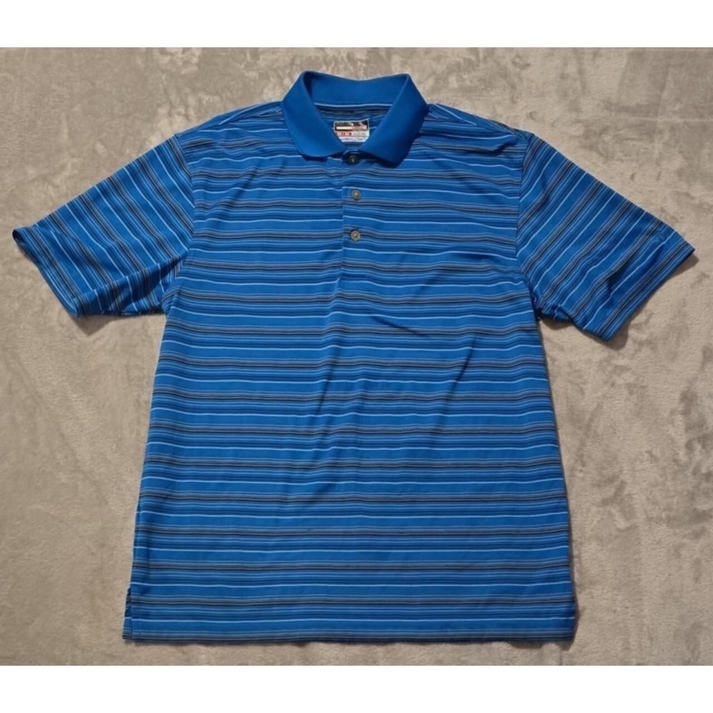 Grand Slam Shirt Men's Golf Polo M Blue Striped Performance‎ AirFlow Breathable